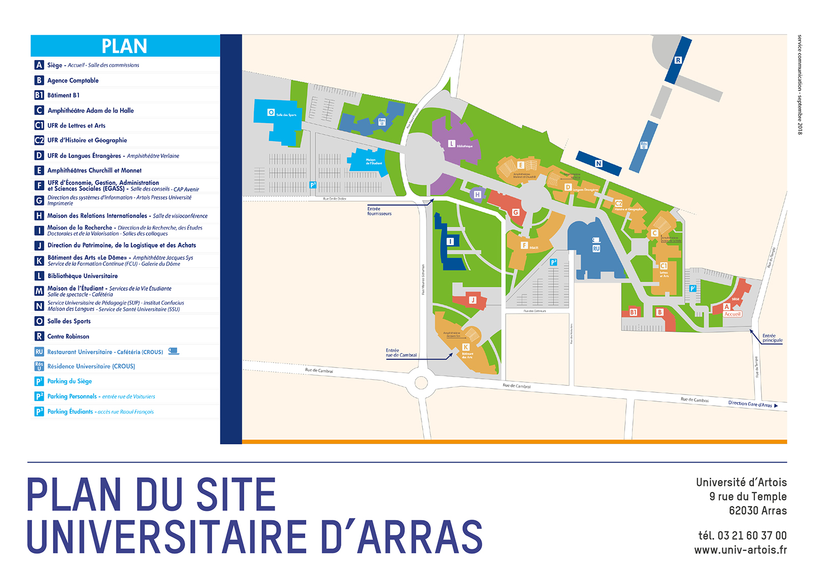 Plan université d'Artois