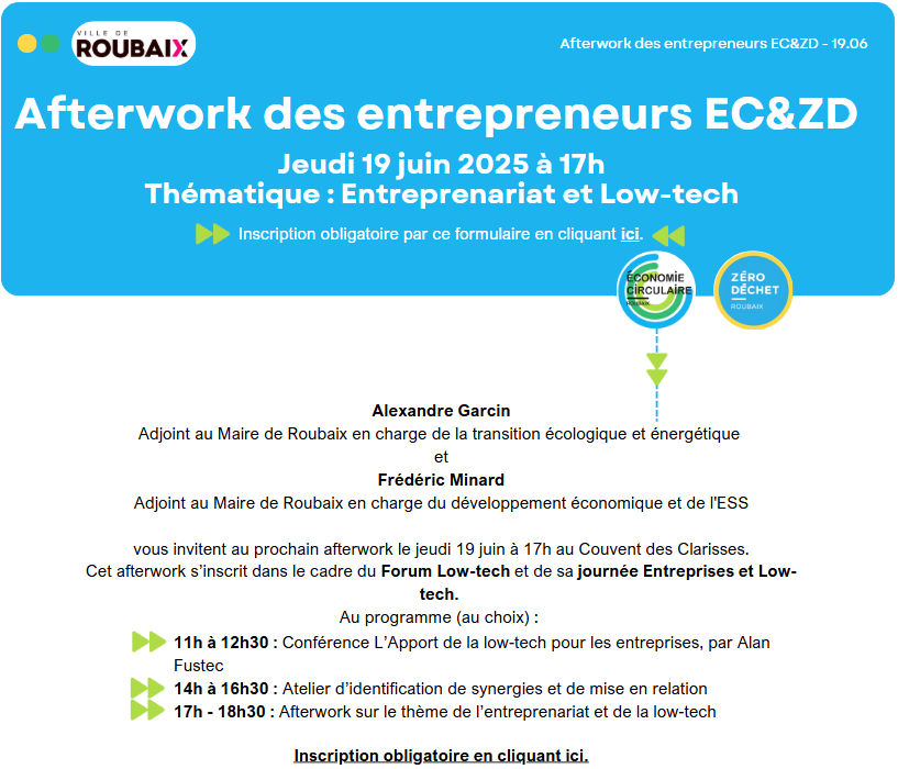 Afterwork économie circulaire Roubaix